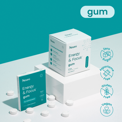 Neuro Gum Energy & Focus — Caffeine + L-Theanine Nootropic Chewing Gum