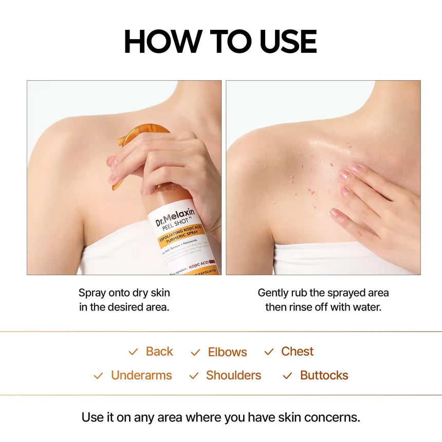 Kojic Acid Body Spray — Exfoliating Turmeric Brightening Mist