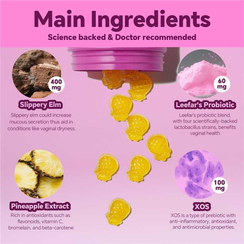 Women's Probiotic Gummies — Vaginal Health & Feminine Wellness, Pineapple