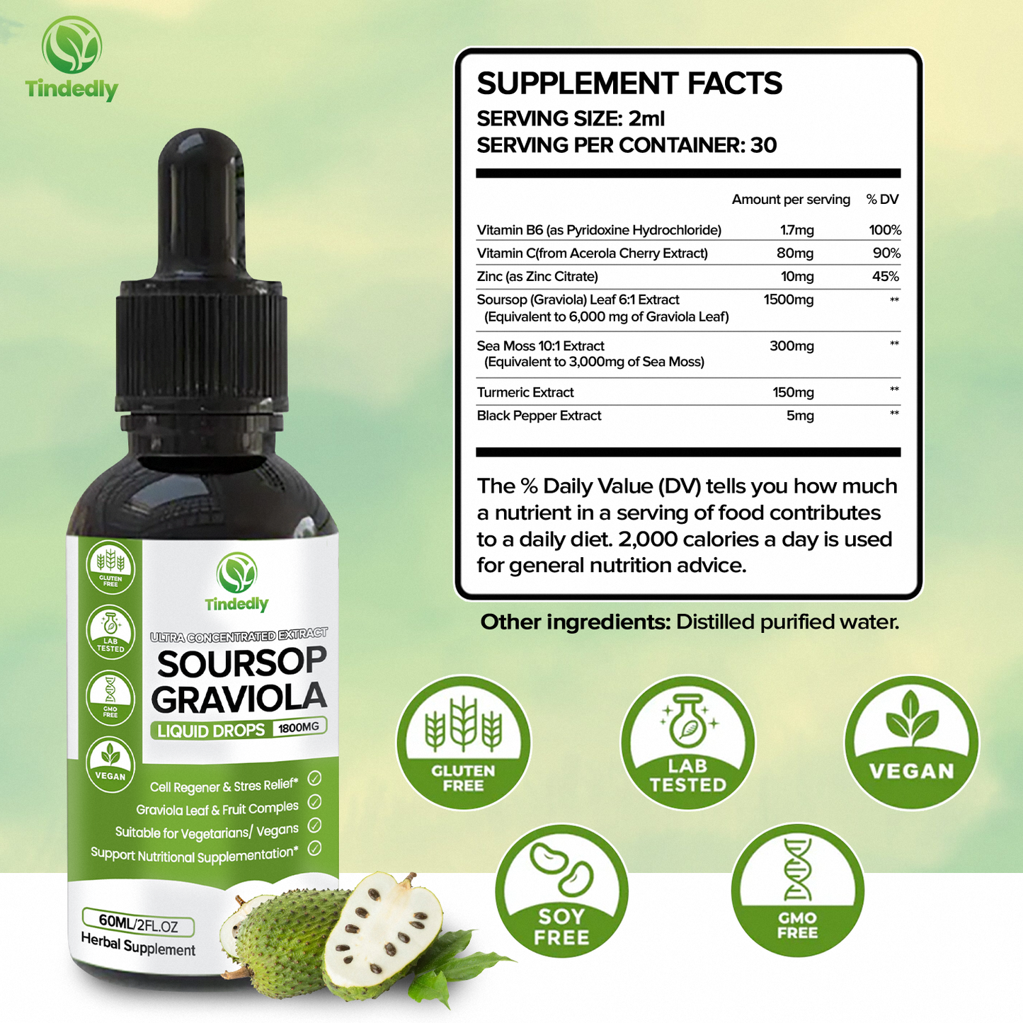 Soursop Extract Drops — Liquid Immune Wellness Supplement, Vegan