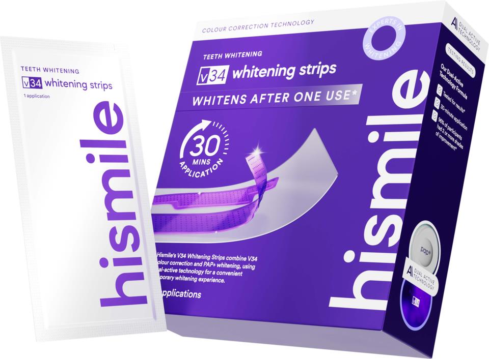 Hismile V34 Color Corrector — Purple Teeth Whitening Strips, 7-Pack