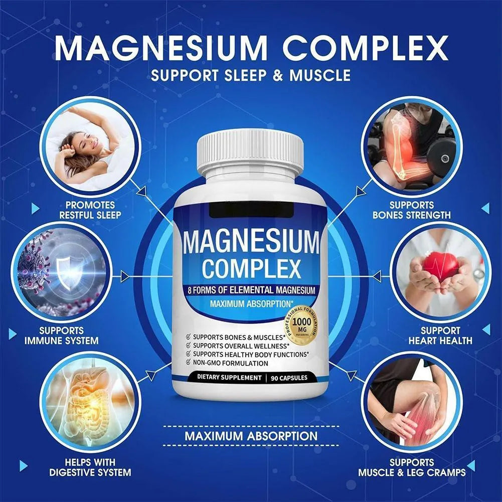 Magnesium Complex Supplement — 8-in-1 Capsules for Sleep & Energy