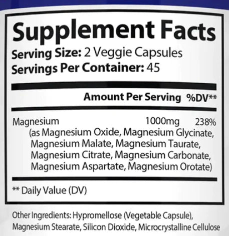 Magnesium Complex Supplement — 8-in-1 Capsules for Sleep & Energy