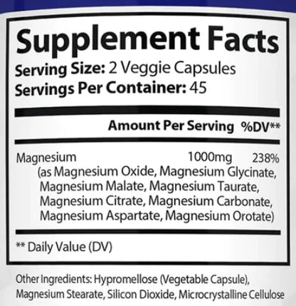 Magnesium Complex Supplement — 8-in-1 Capsules for Sleep & Energy